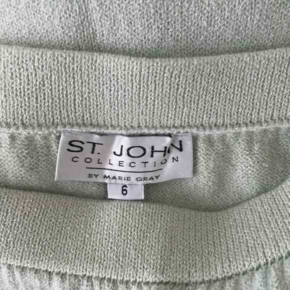 ST. JOHN COLLECTION by Marie Green Cream Vintage 80s Size 6 M Sweater Knit Skirt - Picture 6 of 10